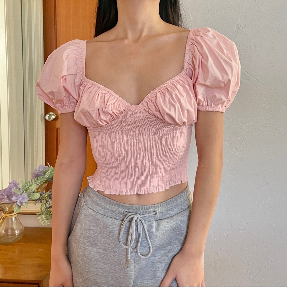 Verge girl Travel Notes Shirred Top in pink